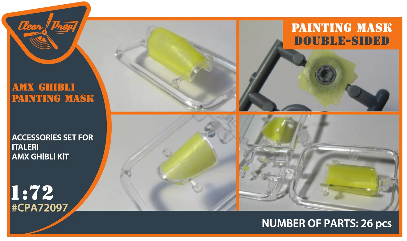 CPA72097 AMX Ghibli double-sided painting mask on "yellow kabuki paper" for Italeri kits CPA72097 - Image 1