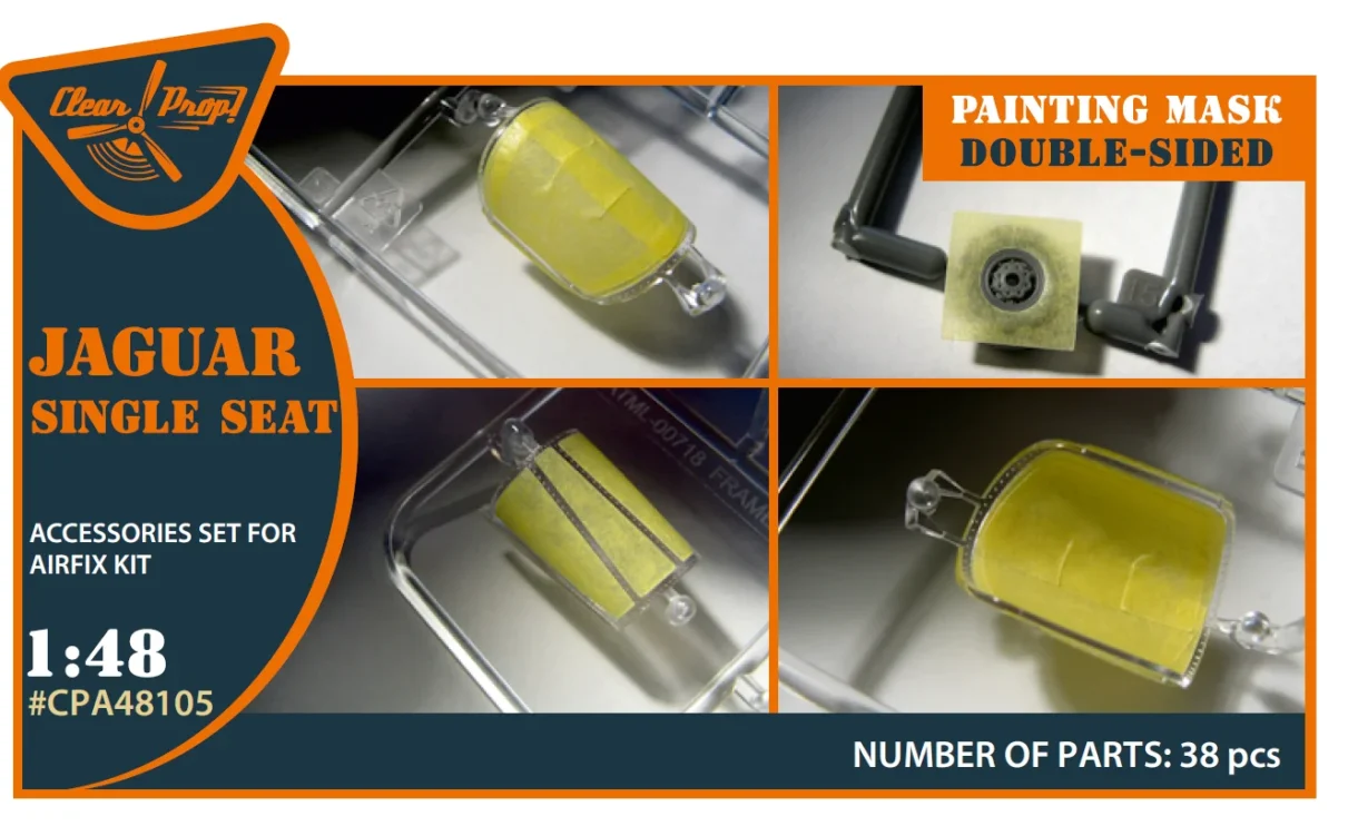 CPA48105.PNG 1/48 SEPECAT Jaguar Single seat double-sided painting mask on "yellow kabuki paper" for Airfix kit CPA48105 - Image 1