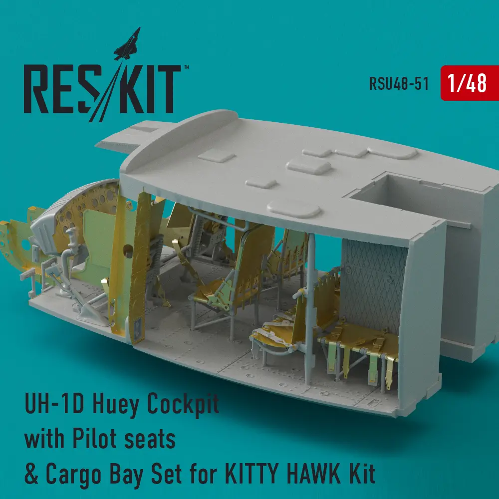 UH-1D Huey Cockpit with Pilot seats & Cargo Bay Set for Kitty Hawk