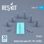 Rafale fuel tanks RPL 701 (1250L) (3 pcs) (3D printing) (1/72) - Image 2