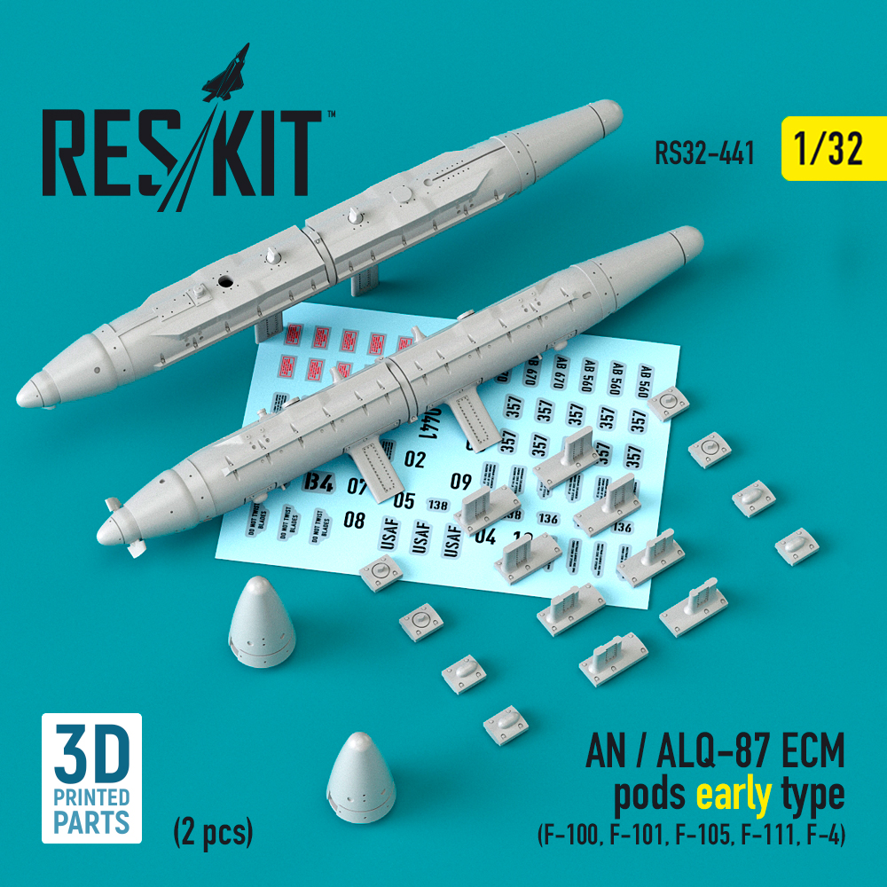 rs32-0441_1 AN/ALQ-87 ECM pods early type (2 pcs) (F-100, F-101, F-105, F-111, F-4) (3D Printed) (1/32) - Image 1