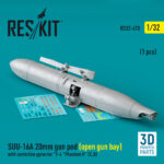 SUU-16A 20mm gun pod (open gun bay) with centerline pylon for F-4 Phantom II (C,D) (1 pcs) (3D Printed) (1/32) - Image 2