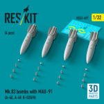 Mk.83 bombs with MAU-91 (4 pcs) (3D printed) (1/32)