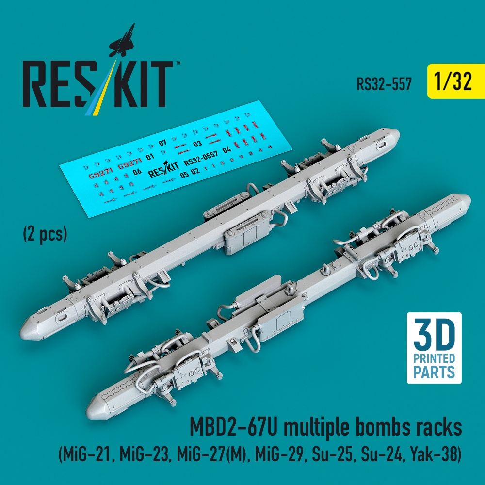 rs32-0557_1 MBD2-67U multiple bombs racks (2 pcs) (3D Printed) (1/32) - Image 1