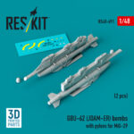 GBU-62 (JDAM-ER) bombs with pylons for MiG-29 Fulcrum (2 pcs) (3D Printed) (1/48)