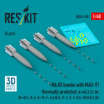 Mk.83 bombs with MAU-91 thermally protected (4 pcs) (3D printed) (1/48)