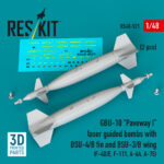 GBU-10 Paveway I laser guided bombs with BSU-4/B fin and BSU-3/B wing (2 pcs) (3D Printed) (1/48)