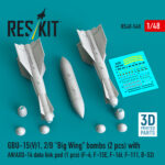 GBU-15(V)1, 2/B Big Wing bombs (2 pcs) with AN/AXQ-14 data link pod (1 pcs) (3D Printed) (1/48)