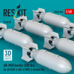 AN-M58 bombs (6 pcs) (500 lbs) for all USAF & RAF of WW2 & Korean War (3D Printed) (1/48) - Image 2