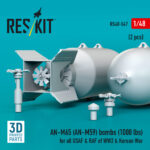 AN-M65 (AN-M59) bombs (2 pcs) (1000 lbs) for all USAF & RAF of WW2 & Korean War (3D Printed) (1/48) - Image 2