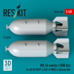 MK.36 bombs (2 pcs) (1000 lbs) for all US NAVY & RAF of WW2 & Korean War (3D Printed) (1/48) - Image 2