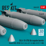 BLU-1B (750 lb) napalm bombs finned MXU-393/B (4 pcs) (3D Printed) (1/48) - Image 2