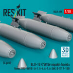 BLU-1B (750 lb) napalm bombs finned MXU-469/B (4 pcs) (3D Printed) (1/48) - Image 2