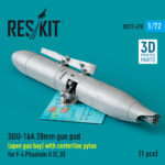 SUU-16A 20mm gun pod (open gun bay) with centerline pylon for F-4 Phantom II (C,D) (1 pcs) (3D Printed) (1/72) - Image 2