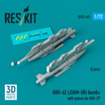 GBU-62 (JDAM-ER) bombs with pylons for MiG-29 Fulcrum (2 pcs) (3D Printed) (1/72)
