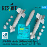 AGM-130A missiles (Mk84 warhead) (2 pcs) with AN/AXQ-14 data link pod (1 pcs) (3D Printed) (1/72)