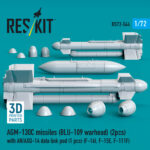 AGM-130C missiles (BLU-109 warhead) (2 pcs) with AN/AXQ-14 data link pod (1 pcs) (3D Printed) (1/72) - Image 3