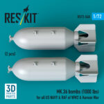 MK.36 bombs (1000 lbs) for all US NAVY & RAF of WW2 & Korean War (2 pcs) (3D Printed) (1/72) - Image 2