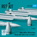 Matra MICA-EM missiles (4 pcs) (3D Printed) (1/72) - Image 2