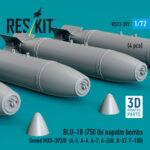 BLU-1B (750lb) napalm bombs finned MXU-393/B (4 pcs) (3D Printed) (1/72) - Image 2