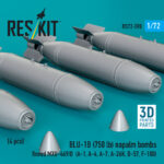 BLU-1B (750lb) napalm bombs finned MXU-469/B (4 pcs) (3D Printed) (1/72) - Image 2