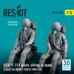 USAF F-111 pilots sitting in seats (2 pcs) for RESKIT RSK32-0001 kit (3D Printed) (1/32)