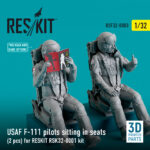 USAF F-111 pilots sitting in seats (2 pcs) for RESKIT RSK32-0001 kit (3D Printed) (1/32) - Image 2