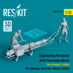 Engineering Personnel with Firestreak missile (on transport trolley)  (EE Lightning, Sea Vixen, Gloster Javelin) (3D Printed) (1/32)