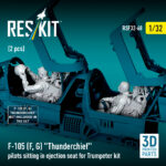 F-105F/G Thunderchief pilots sitting in ejection seat for Trumpeter kit (2 pcs) (3D Printed) (1/32) - Image 2