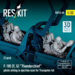 F-105F/G Thunderchief pilots sitting in ejection seat for Trumpeter kit (2 pcs) (3D Printed) (1/32) - Image 3