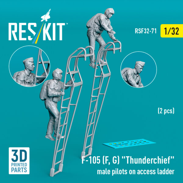 F-105 (F, G) Thunderchief male pilots on access ladder (2 pcs) (3D Printed) (1/32)