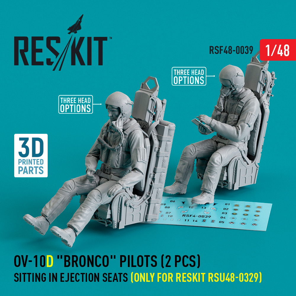 rsf48-0039_1 OV-10D Bronco pilots sitting in ejection seats (only for RESKIT RSU48-0329) (2 pcs) (3D Printed) (1/48) - Image 1