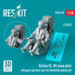 Rafale (C, M) male pilot sitting in ejection seat for Revell/Academy kit (1 pcs) (3D Printed) (1/48)