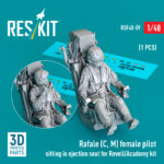 Rafale (C, M) female pilot sitting in ejection seat for Revell/Academy kit (1 pcs) (3D Printed) (1/48)