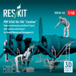 PBY-5/5A/ OA-10A Catalina Engine maintenance platform (2 pcs) with service crew (5 pcs) for Revell/Monogram/Hasegawa kit (3D Printed) (1/48)