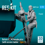 Rafale (C, M) female pilot (with access ladder - type 1) (1 pcs) (3D Printed) (1/72) - Image 3