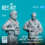 CH-53E Super Stallion, MH-53E Sea dragon pilots (in a standing position - type 1) (2 pcs) (3D Printed) (1/72) - Image 2