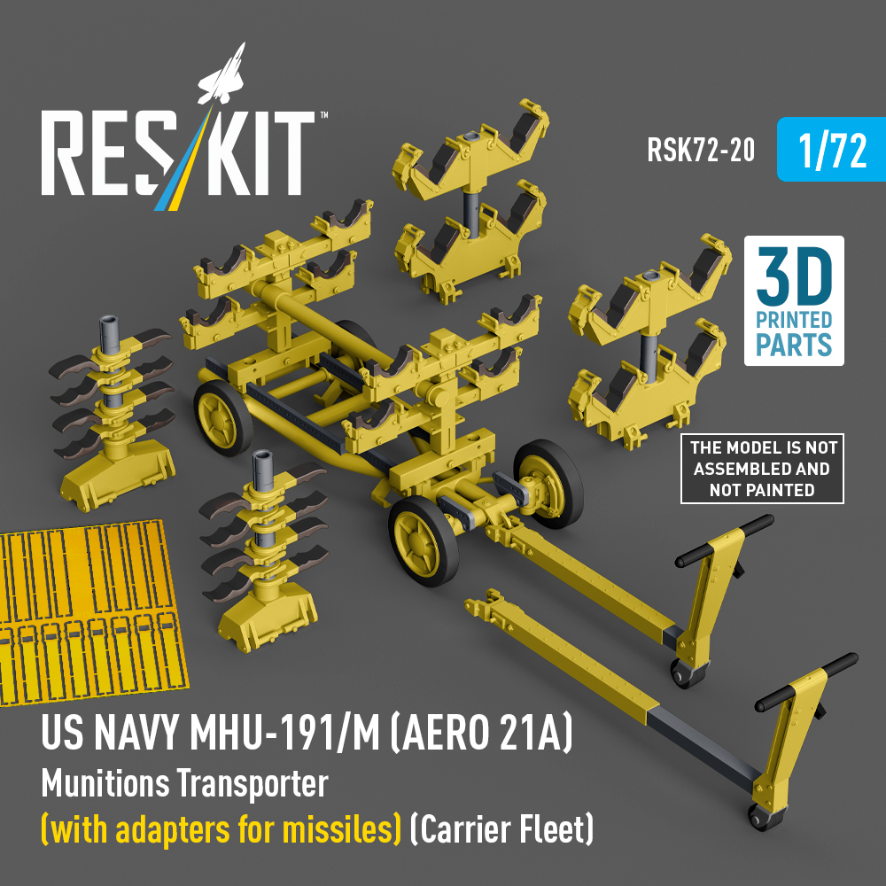 rsk72-0020_1 US NAVY MHU-191/M (AERO 21A) Munitions Transporter (with adapters for missiles) (Carrier Fleet, C-130) (3D Printed model kit) (1/72) - Image 1