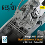 Mirage 2000B cockpit (Basic edition with 3D decals)  for Kitty Hawk / Zimimodel kit (3D Printed) (1/32) - Image 2