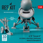 A-7E "Corsair II" air intakes, wheel bays, landing gear, wheels for Hasegawa kit (3D Printed) (1/48)