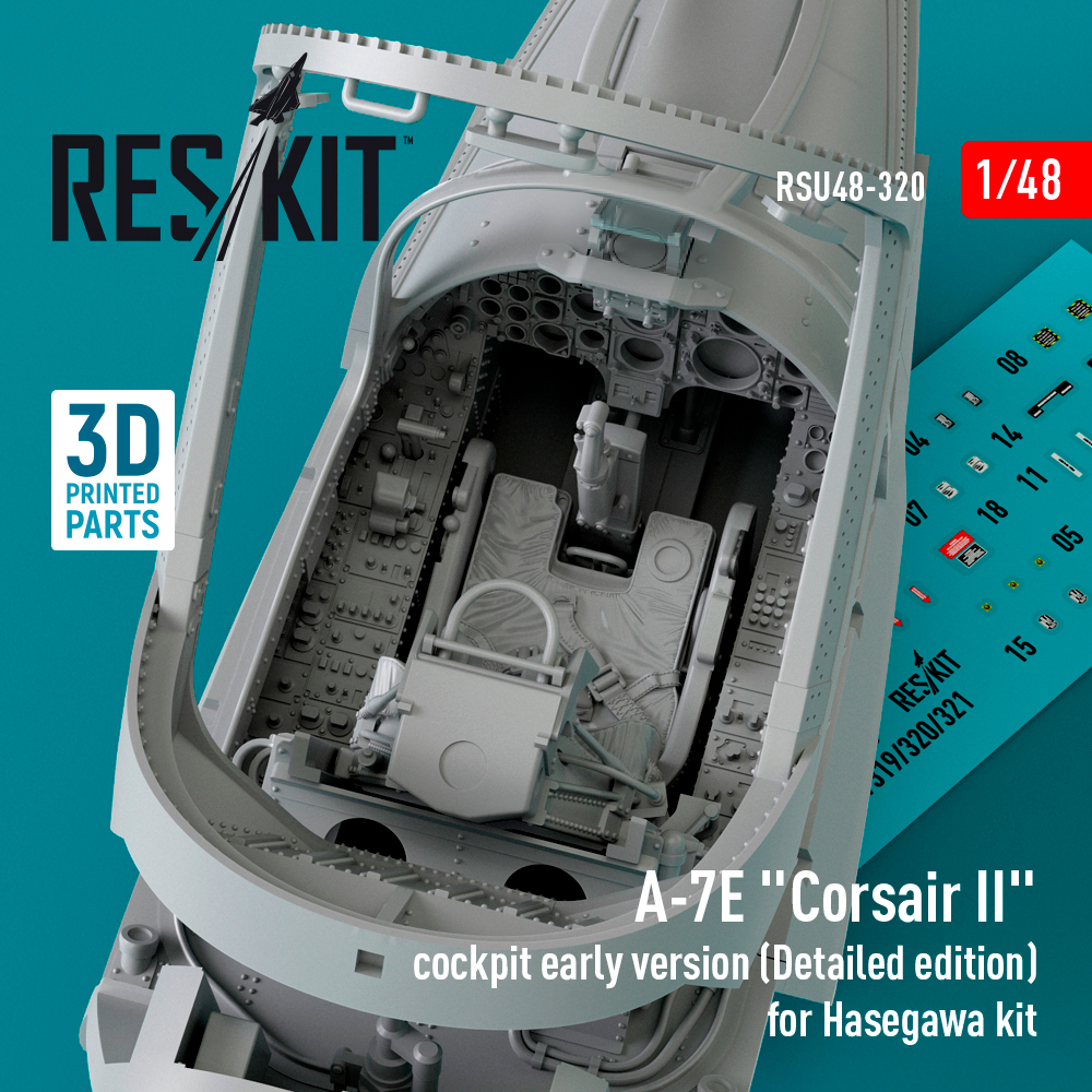 rsu48-0320_1 A-7E Corsair II cockpit early version (Detailed edition) for Hasegawa kit (3D Printed) (1/48) - Image 1