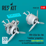 PBY-5/5A/ OA-10A "Catalina" propellers, engines & cowlings (open engines bay) for Revell/Monogram/Hasegawa kit (3D Printed) (1/48)