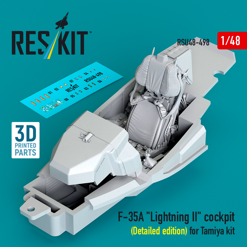 rsu48-0498_1 F-35A "Lightning II" cockpit (Detailed edition) for Tamiya kit (3D Printed) (1/48) - Image 1