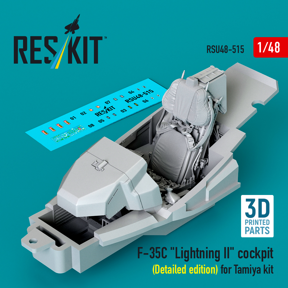 rsu48-0515_1 F-35C "Lightning II" cockpit (Detailed edition) for Tamiya kit (3D Printed) (1/48) - Image 1