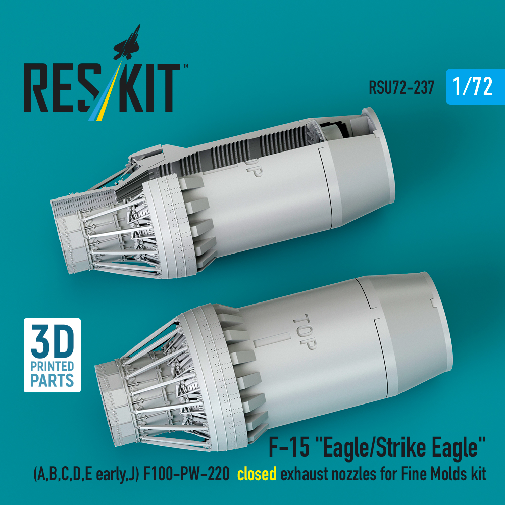 rsu72-0237_1 F-15 "Eagle/Strike Eagle" (A,B,C,D,E early,J) F100-PW-220 closed exhaust nozzles for Fine Molds kit (3D Printed) (1/72) - Image 1
