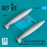 Tornado F3/GR1/GR4 1500L underwing fuel tanks (riveted) (RAF/RSAF) (2 pcs) (3D Printed) (1/72)