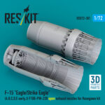 F‑15 Eagle/Strike Eagle (A, B, C, D, E early, J) F100-PW-220 open exhaust nozzles for Hasegawa kit (3D Printed) (1/72)