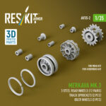 Merkava Mk.3 steel road wheels (12 pairs), track sprockets (2 pcs), idler wheels (2 pcs) for Meng/HobbyBoss kit (3D Printed) (1/35) - Image 2