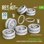 Merkava Mk.4 damaged rubber-tyred road wheels (12 pairs) for Meng/HobbyBoss kit (3D Printed) (1/35)