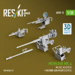 Merkava Mk.4 MG set, V.2 (2 pcs) + Machine gun mounts (2 pcs) for Meng kit (3D Printed) (1/35)
